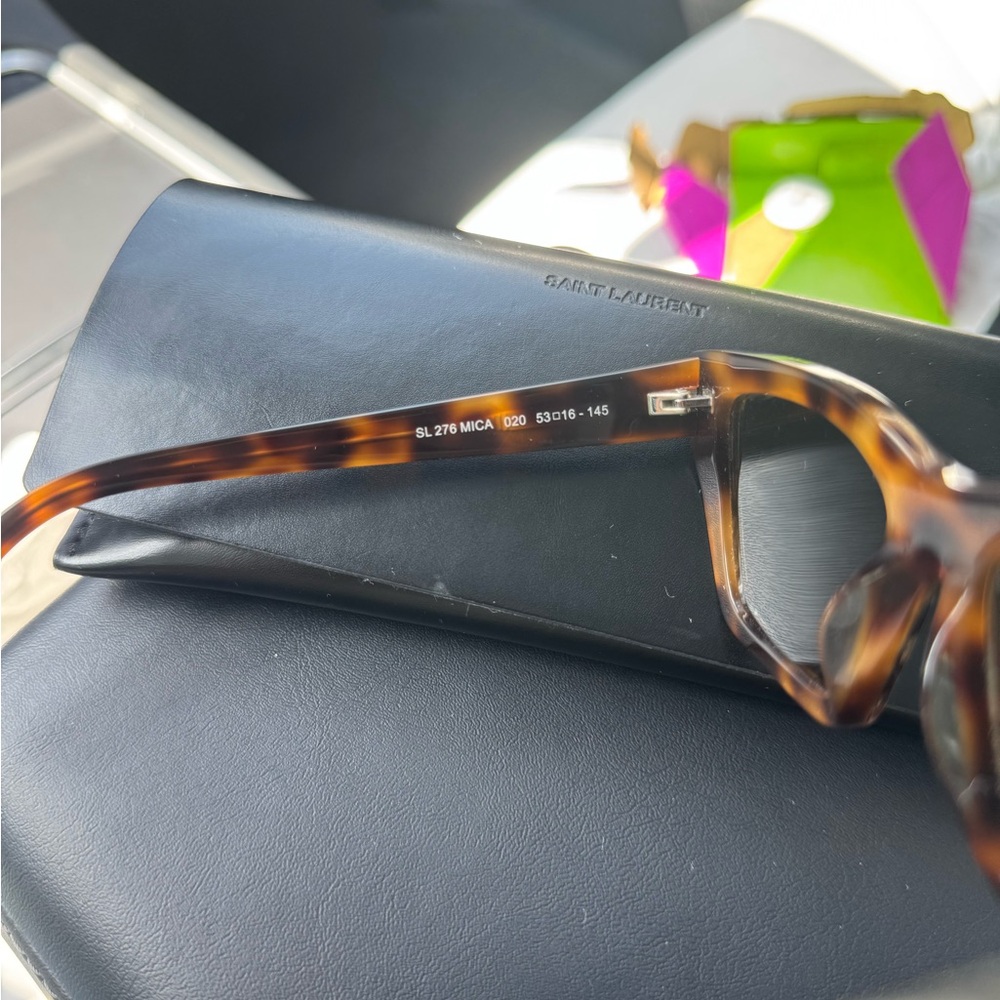 Saint Laurent Mica Tortoise Shell Cat-Eye Sunglasses - Picture 7 of 9